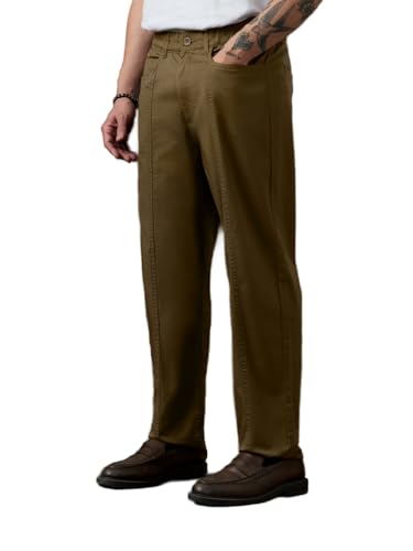 Pantalon droit léger en coton uni confortable et facile à coiffer