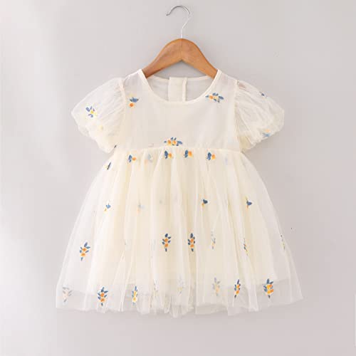 Holiday Sweater for Girls Toddler Girls Short Sleeve Floral Embroidery Tulle Ruffles Princess Denim Flower Girl3