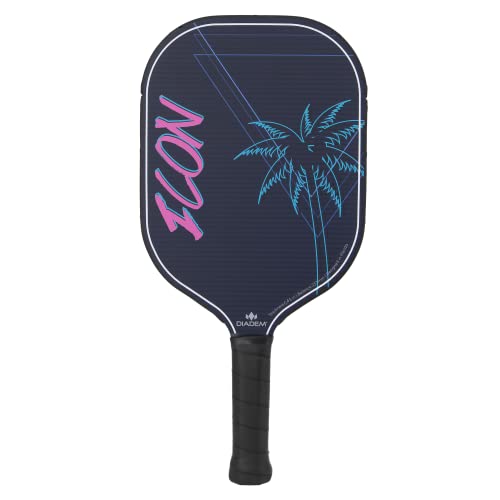Diadem ICON Performance Pickleball Paddle (Miami Vice, Mid, 8oz) | Graphite Carbon Fiber, Honeycomb Core, Fiberglass Face, Ultra Sleek Edge Guard, Spin Friendly | Indoor/Outdoor | USAPA Approved