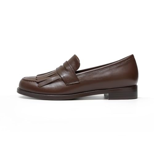 Image of ONEENO Women's Flat Leather Fringe Loafer