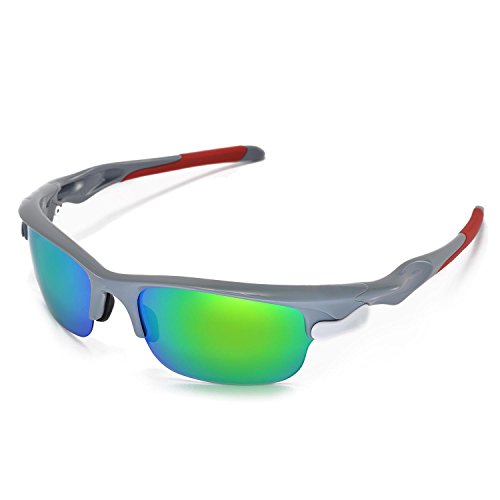 Walleva Replacement Lenses For Oakley Fast Jacket Sunglasses - Multiple Options Available (Emerald Mirror Coated - Polarized) #TOP3