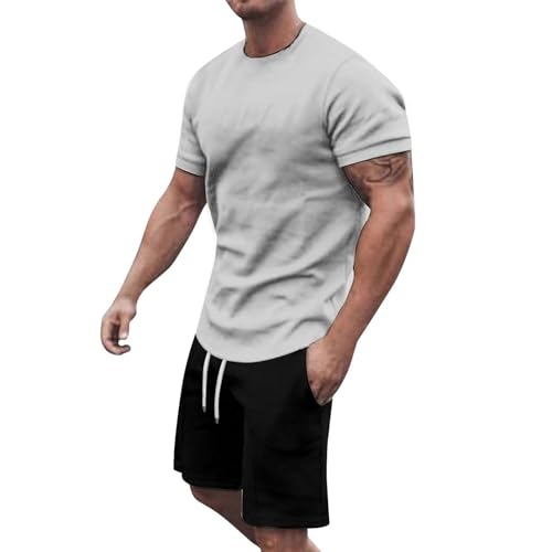 Survêtement 2 pièces pour homme t-shirt et pantalon d'été décontracté bicolore