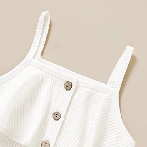 Tepuce Baby Girl Clothes 18-24 Months Toddler Strap Sleeveless One Piece Halter Romper Casual Summer Jumpsuit, White Suspender Dress 1-2T/90Cm #TOP3