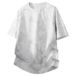 [Poperdision] 夏服 メンズ Tシャツ タイダイ 半袖 大きいサイズ ゆったり ルーズシルエット 涼しい 通気性 吸汗速乾 薄手 快適 おしゃれ シンプル オシャレ かっこいい カジュアル 夏用white-L