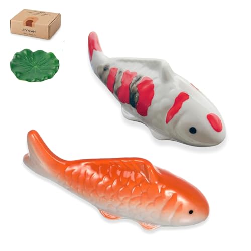 Image of Ceramic Koi Fish Pond Decor 4″ Fake Fish Floating Aquarium Decor Floating Koi Pond Swimming for Birdbath Pond Fountain Fake Aquarium Tea Pet