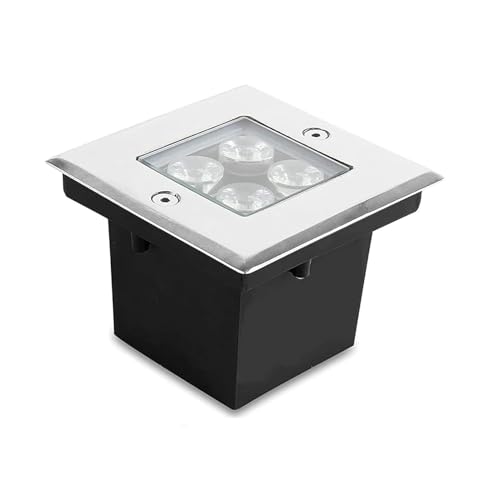 Focos Suelo Led Exterior - Foco Empotrable Cuadrado, Focos Led Empotrables Exterior De 4W, Luces LED Impermeables IP67 Para Entrada, Ideal Para Iluminación Decorativa De Caminos, Jardines(Warm White L