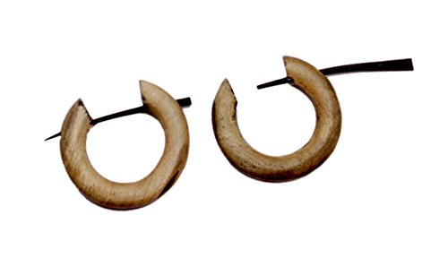 Un par de pendientes de madera de coco marrón natural moda redonda de madera de palo gitano AUSE282 Cover