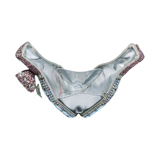 Image of UMREN Women Champagne Bottle Rhinestone Evening Bag Sweet Bow Diamond Clutch Purse Crystal Handbag for Party Cocktail
