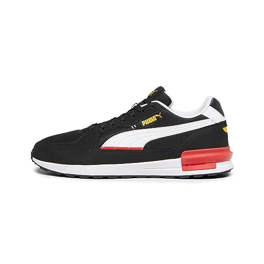 PUMA Tenis Graviton Unisex, Negro Blanco Amarillo Fizzer, 40 EU