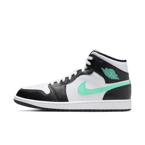 Jordan Nike Air 1 Mid Men's Shoes White/Green Glow-Black DQ8426 103 - Size 13