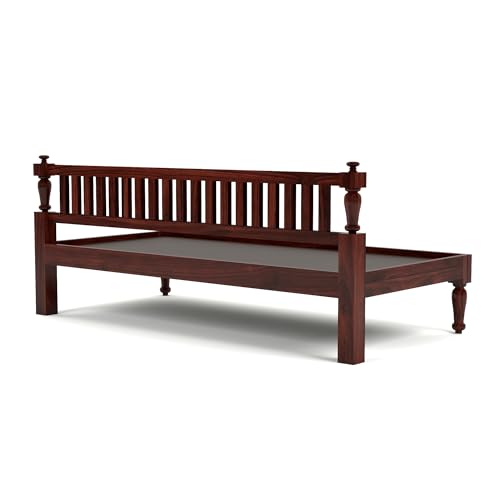 Image of PS DECOR Sheesham Wood Sofa 3 Seater Sofa Cum Diwan Bed Included mattres Without Pillow for Home Living Room Hotels - Mahogany Finish | 3-Person Sofa