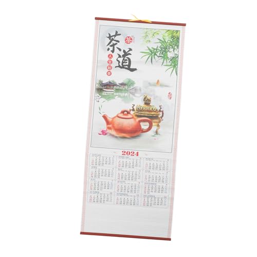EXQUIMEUBLE 年龍年掛け軸カレンダー 壁掛け用頑丈な年間スケジュール 書き込み可能な月間プランナー 省スペース設計の風景写真装飾用壁カレン