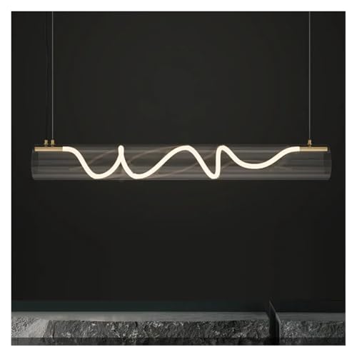 Lustre LED suspendu or de 98cm avec intensité variable pour îlot de cuisine