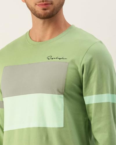 Image of Noble Monk Men Full Sleeve Round Neck T-Shirt | Printed Sleeves |Regular fit Tshirt for Men