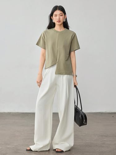 Image of Zilcon Woman Half Sleeve Round Neck Womens Tops Beach Vacation Fashion Clothes Casual Summer Spring Winter Fall Outfits Tops