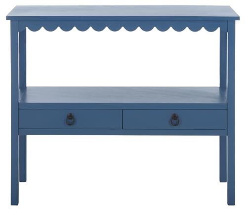 SAFAVIEH Home Collection Haven Blue Lower 2 Lower Drawer Console Table for Entryway, Living Room, Foyer