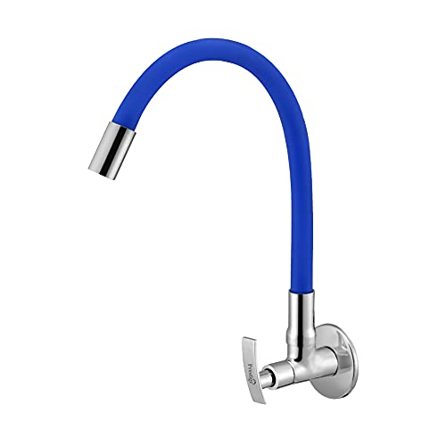 Prestige Flexible Sink Cock Blue with Wall Flange for Kitchen Wash