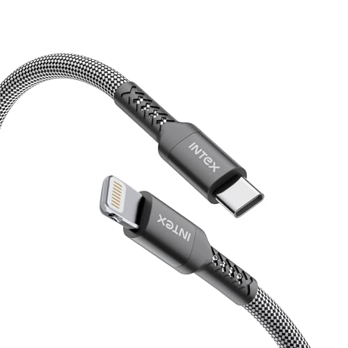 Intex Speed Max 27W Braided Type C to Lightning Fast Charging Cable with 480 Mbps, Data Transfer, Tangle-Free For iPhone 14,13, 12,11, 8, 7, 6, 5, Macbook, Imac, Airpods and Other Devices - Black