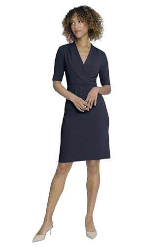Image of Maggy London Women's Versatile V-Neck Elbow Sleeve Knee-Length Dress | Business Casual Dresses for Women
