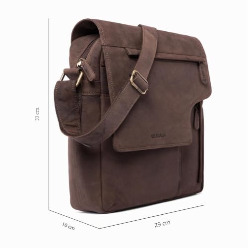 Miniatura 5 de Leabags Bolso Bandolera Para Hombres Y Mujeres Bolsa De Ordenador Portátil De Cuero Auténtico Hasta 13 Bolsa De Mensajero Con Correa Bolsa De Hombro Bolsa De Trabajo Marrón Oscuro Natural