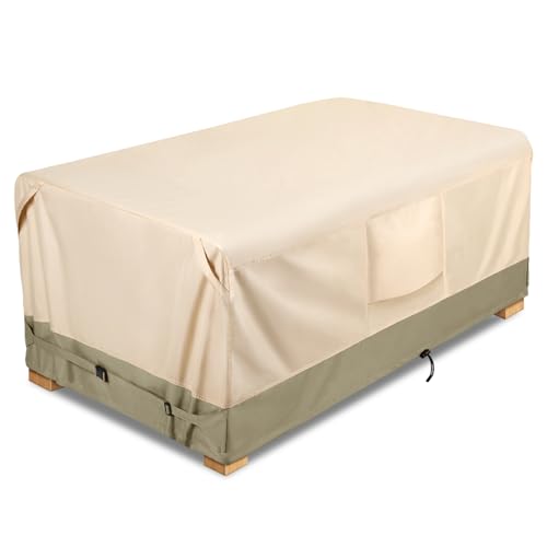 COSFLY Heavy-Duty Waterproof Patio Furniture Cover for Outdoor Table and Chairs Set - Fits 74L x 47W inch, 600D Oxford Fabric Ultimate Weatherproof Rectangular Cover with Adjustable Straps