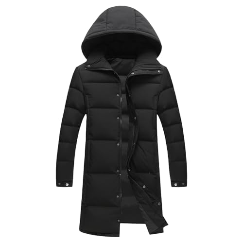 Varm vinterhuva parkajacka herr Extra lång pufferrock Vindtät ytterplagg för män Svart 3X-Large