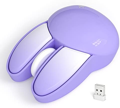 Wireless Silent Mouse, Cute Rabbit Designs, 2.4 GHz with USB Mini Receiver, Opatical Mouse Wireless for Laptop, PC, Computer, Chromebook, Notebook - Purple