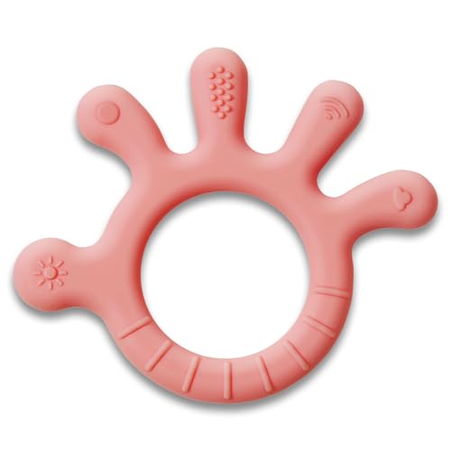 Image of Infantso Finger Shape Soft Silicone Teether for 6+ Months, BPA Free Teething Toy for Babies with Textured Surface for Soothing Gums. 100% Food Grade, No-Choke Design (Finger - Pink)