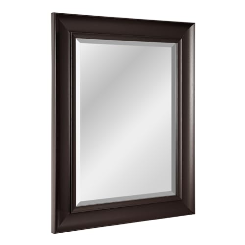 Head West Espresso Dark Brown Framed Rectangle Wall Mirror, Wall Mounted Decorative Beveled Bathroom Mirror for Over Sink, Bedroom, and Living Room, 24" x 30"