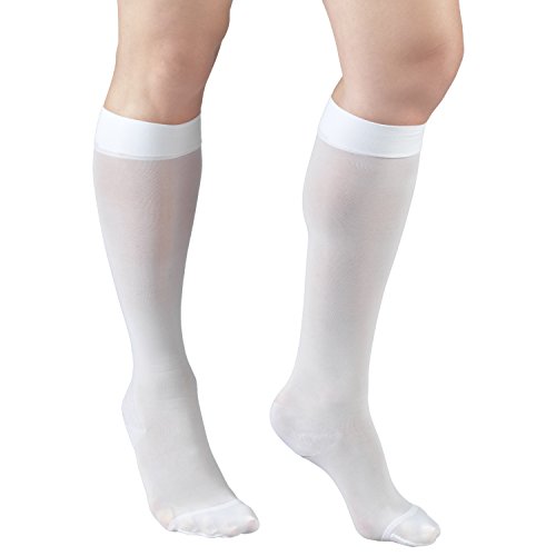 Image of Truform Sheer Compression Stockings, 15-20 mmHg, Women's Knee High Length, 20 Denier, White, X-Large