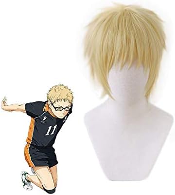 Amazon Co Jp アニメハイキュー 烏野月島圭ショートウィッグコスプレコスチューム耐熱人工毛ハイキユ男性女性ウィッグ ホビー