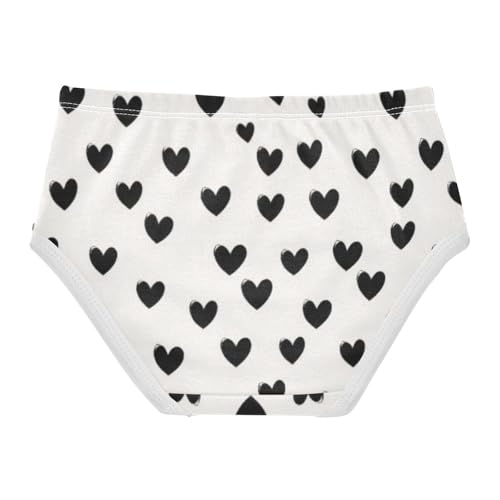 Soft Girls' Panties Organic Underwear for Young Girls Black Heart in Sizes 2T,3T, 4T, 5T, 6Y and 8Y2
