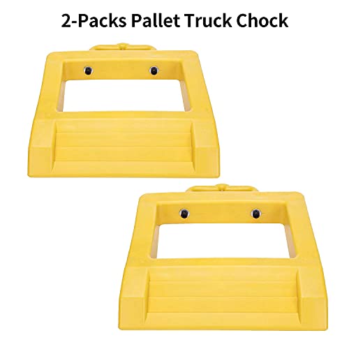 Image of Homeon Wheels 2 Pack Pallet Truck Chock Heavy Duty Pallet Jack Stopper 14.2 inch Length x 11.6 inch Width x 2 inch Height