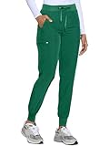 COZYFIT Womens Scrub Pants - Soft Stretch Yoga Style with 5 Pockets, Slim Fit Jogger Scrubs Pants for Women Hunter Green