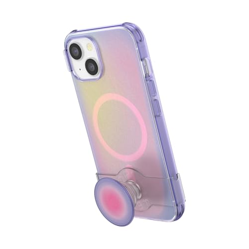 Image of PopSockets iPhone 14 Case with Phone Grip and Slide Compatible with MagSafe, Phone Case for iPhone 14, Wireless Charging Compatible - Aura