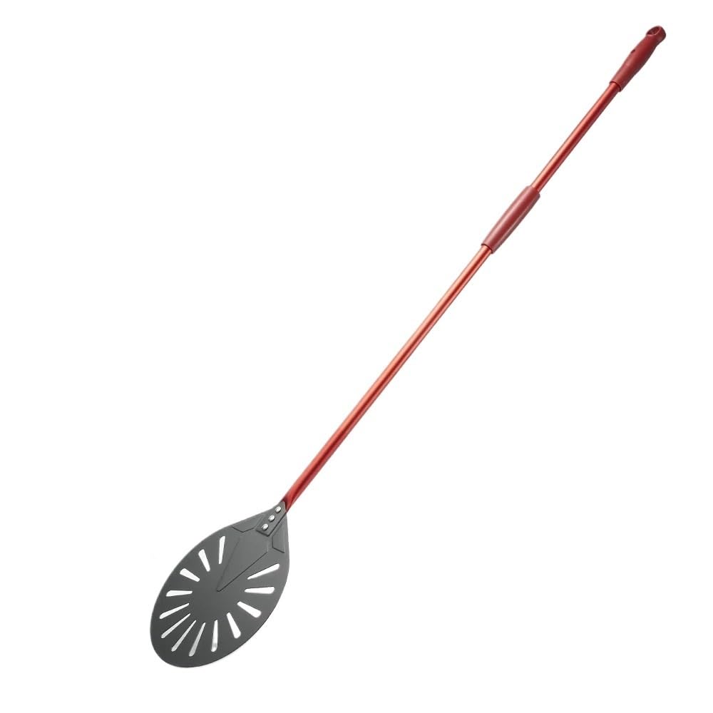 Pala Per Pizza Pala for pizza in acciaio anodizzato duro da 9 pollici, pala for perforata con manico in legno(120 cm)