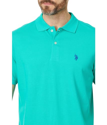 Image of U.S. POLO ASSN. Men Cotton Regular Fit Solid Polo With Small Pony | Two-Button Closure Pique Polo Shirt, Summer Fashion Golf Shirt