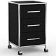 Rollcontainer System8X 40 cm mit 3 Schubladen aus Holz und Chrom