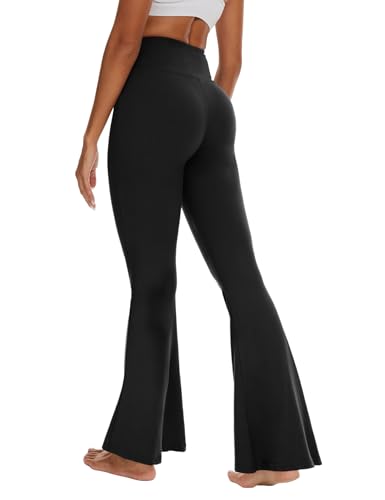 ZOOSIXX Calça feminina preta flare para ioga, leggings cruzadas macias, Periwinkle, M