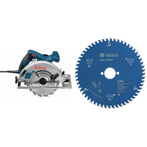 Bosch Professional Handkreissäge GKS 190 (Kreissägeblatt: 190 mm, Schnitttiefe: 70 mm) + Kreissägeblatt Expert für Wood (Holz, 190 x 30 x 2,6 mm, 56 Zähne)