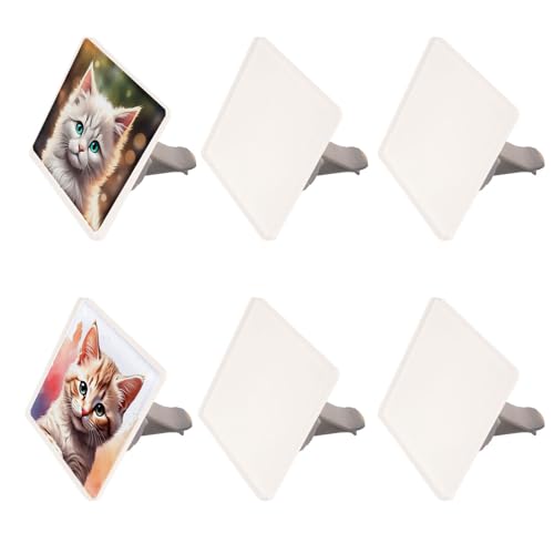 Image of 6 Pack Sublimation Car Air Vent Clips Blanks Acrylic Car Outlet Perfume Auto Vent Scent Diffuser Clip for DIY Photo Crafts Square Shaped