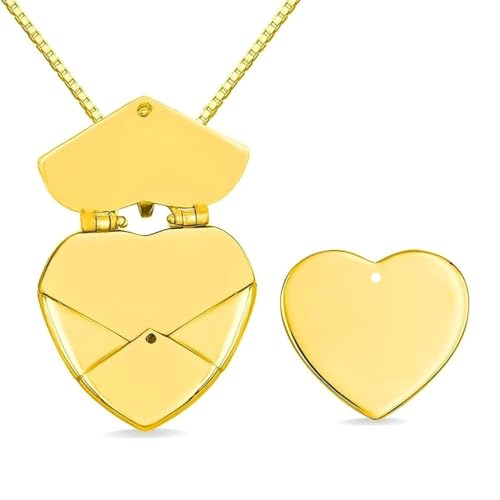 [ECVGHD] Stainless Steel Engravable Heart Envelope Locket Heart Envelope Necklaces