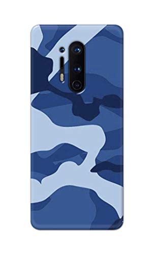 Image of Printed Hard Back Cover Case for OnePlus 8 Pro Back Cover (Army Blue Pattern) -1302