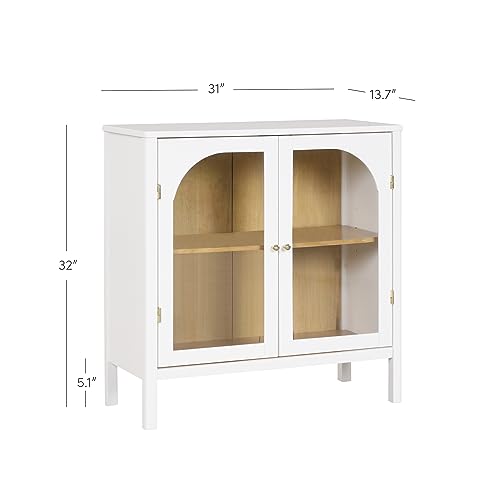 Nathan James Mason Storage Accent Cabinet Sideboard Buffet, Credenza with Glass Doors and Adjustable Shelf for Dining Room, Entryway and Living Room, Clear Glass/White/Light Oak by Nathan James - Image 4