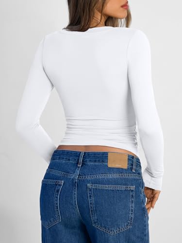 Image of Trendy Queen Womens Long Sleeve Shirts 2026 Fall Fashion Basics Crop Tops