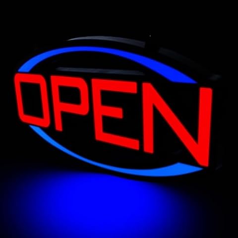 LED Energy Plus 32" X 16" Open Sign - Ultra Bright Extra Jumbo LED Neon Large Open Sign - Remote Controlled - Get Your Business Visible Day or Night Cover