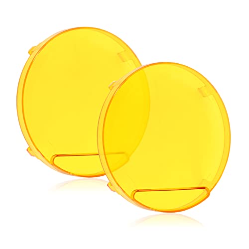 Auxbeam Round Amber Light Covers 7 inch, Off Road Protective Covers Yellow Fog Light Bar Polycarbonate Lens for Offroad Truck Lights Bumper Roof Auxiliary Driving LED Pods, Pair