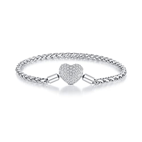 Bracelet en argent sterling 925 massif et son pendentif cœur de Londres raffiné