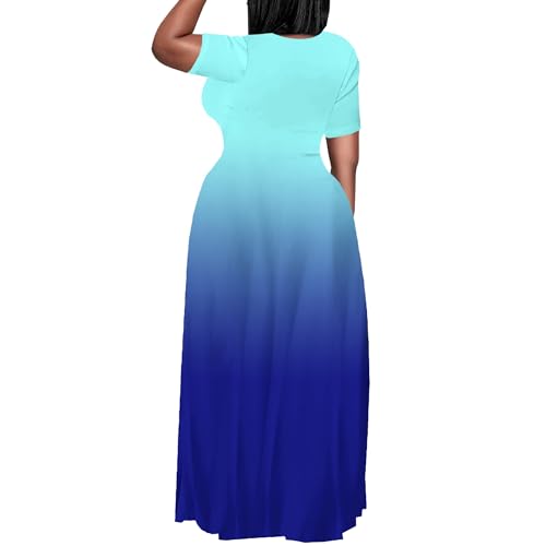 Image of PinkPatty Women's Plus Size Maxi Dresses Short Sleeve Sundress Summer T-Shirt Beach Long Dress with Pockets