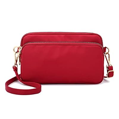 NAOYQ borsa a tracolla donna piccola in nylon,Borsette Moda Impermeabile,Borsa a Spalla con 3 Scomparti Capienti,Borsa Mano Crossbody Bag Waterproof Rosso